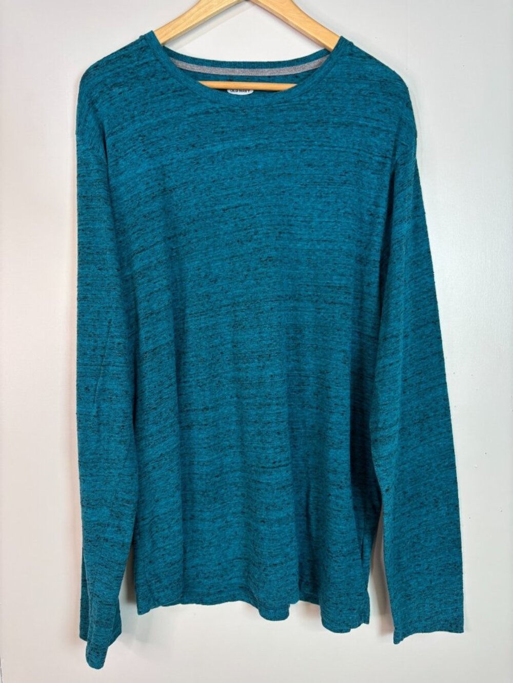 Old Navy T-Shirt XL Teal Blue Heather Long Sleeve Soft-Washed Cotton Casual Mens